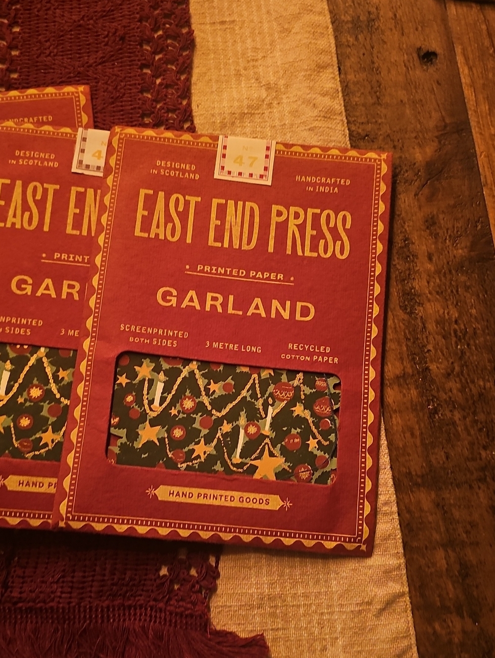 EAST END PRESS  - Printed PAPER Holiday Garland ( 6 Total )